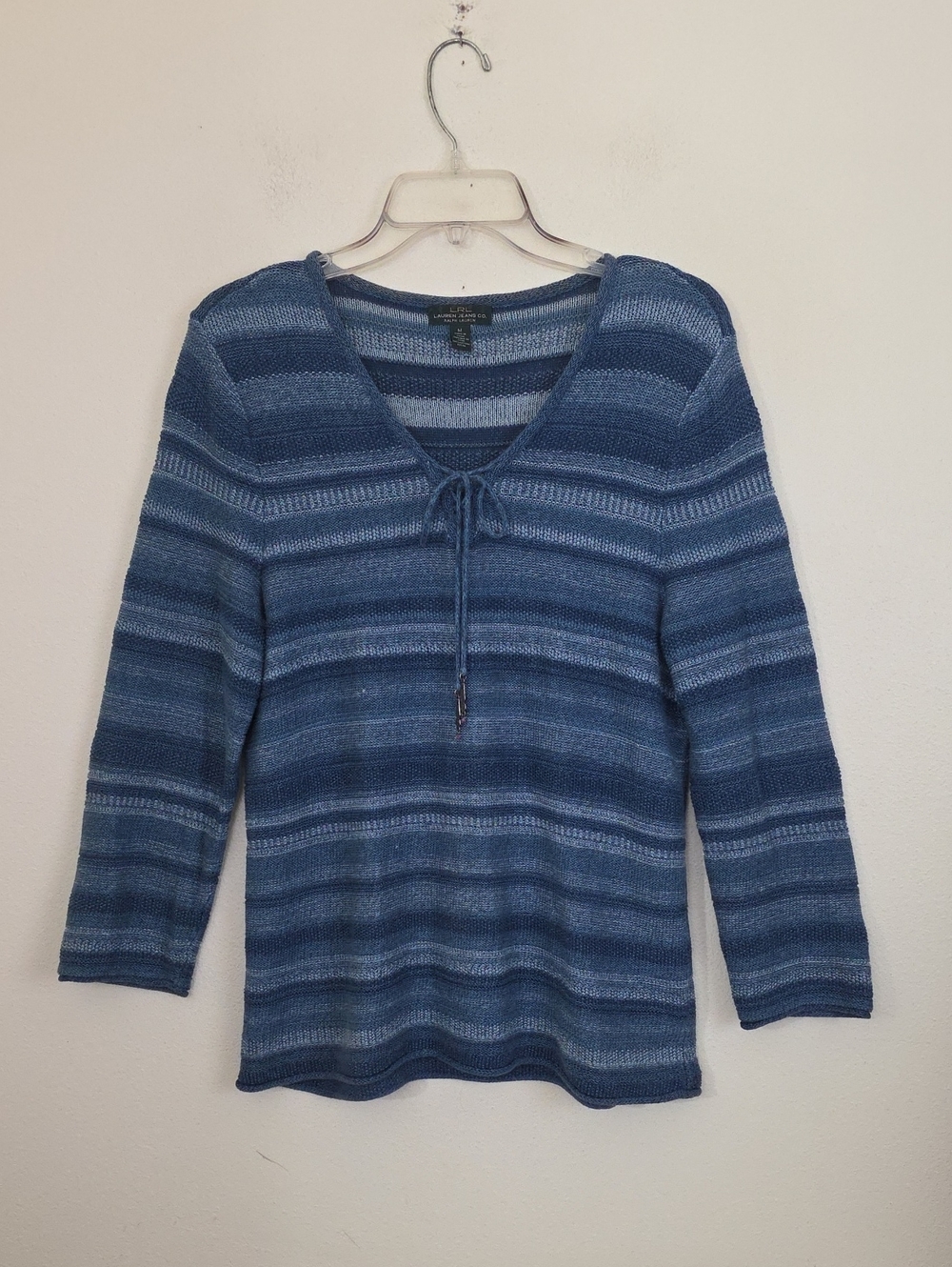 Lauren Ralph Lauren Jeans Co. Blue Variegated Horizontal Cotton Knit Pullover M